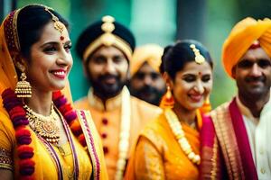 indio Boda en el ciudad. generado por ai foto