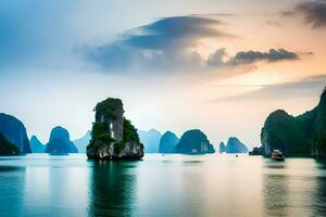 the beautiful landscape of halong bay. AI-Generated photo