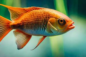 a close up of a fish in an aquarium. AI-Generated photo
