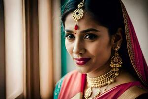 a beautiful indian bride in traditional attire. AI-Generated photo