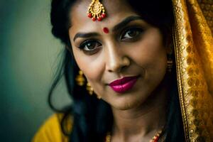 a beautiful indian woman in traditional attire. AI-Generated photo