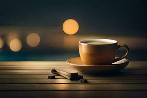 coffee, the night, the bokeh, the bokeh hd wallpaper. AI-Generated photo