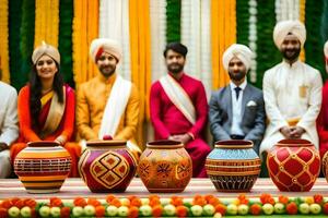 indio Boda ceremonia en Delhi. generado por ai foto