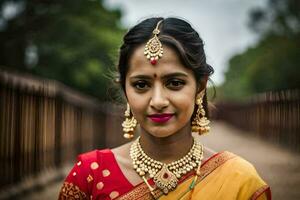 a beautiful indian woman in traditional attire. AI-Generated photo