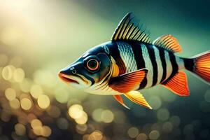 a fish with black, white and red stripes. AI-Generated photo
