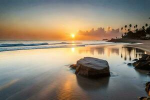 the sun sets on the beach in sri lanka. AI-Generated photo