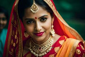 a beautiful indian bride in traditional attire. AI-Generated photo