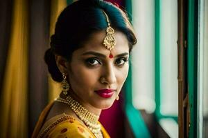 a beautiful indian bride in traditional attire. AI-Generated photo