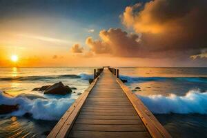 the sunset over the ocean. AI-Generated photo