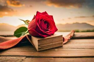 photo wallpaper the sky, sunset, the book, the rose, the sunset, the book,. AI-Generated