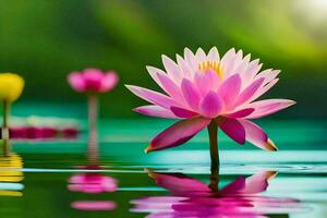 pink lotus flower floating in the water. AI-Generated photo