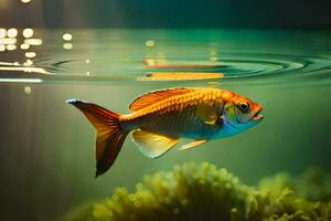 un pescado nadando en el agua con burbujas generado por ai foto