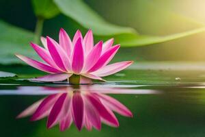 a pink lotus flower floating in the water. AI-Generated photo