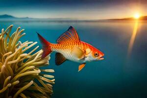 photo wallpaper sea, fish, the ocean, the sun, the sky, the sea, the. AI-Generated