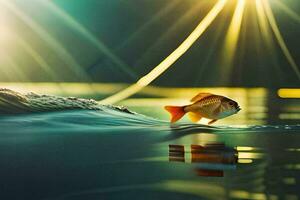 a fish swimming in the water with sunlight shining. AI-Generated photo