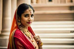 a beautiful indian bride in traditional attire. AI-Generated photo