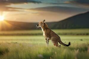 the cheetah is a large cat that lives in the wild. AI-Generated photo