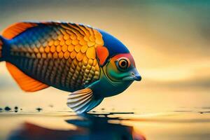 a colorful fish is seen in the water. AI-Generated photo