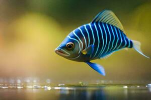 a blue and white fish with black stripes. AI-Generated photo