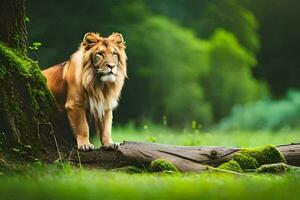 photo wallpaper the forest, nature, animal, lion, the forest, the forest, the forest. AI-Generated