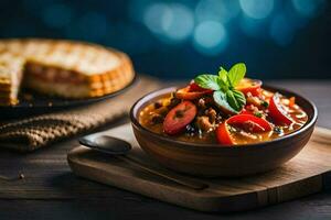 chili con carne in a bowl. AI-Generated photo