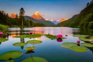 the lotus lily is a plant that grows in water and produces a flower that is used. AI-Generated photo