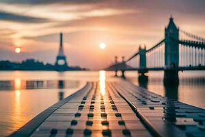 el Dom es ajuste terminado un puente y agua. generado por ai foto