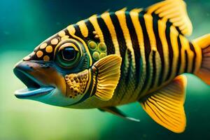 a fish with black and yellow stripes. AI-Generated photo