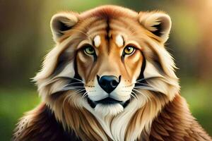 a digital painting of a lion. AI-Generated photo