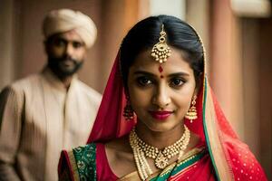 a beautiful indian bride in traditional attire. AI-Generated photo