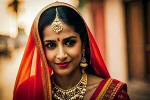 a beautiful indian bride in traditional attire. AI-Generated photo