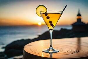 cocktail on the rocks. AI-Generated photo