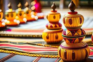 many colorful decorative items are on display. AI-Generated photo