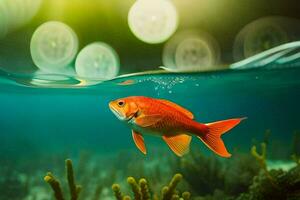 un pescado nadando en el Oceano con coral arrecifes generado por ai foto