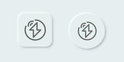 Thunder line icon in neomorphic design style. Lightning signs vector illustration.