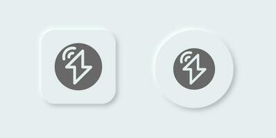 Thunder solid icon in neomorphic design style. Lightning signs vector illustration.