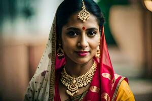 a beautiful indian bride in traditional attire. AI-Generated photo