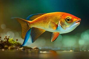 a fish with a bright orange and blue body. AI-Generated photo