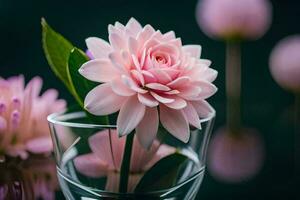 pink flowers in a glass vase. AI-Generated photo