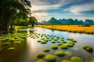 the li river in china. AI-Generated photo