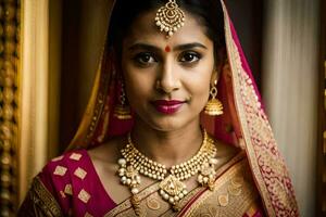 a beautiful indian bride in traditional attire. AI-Generated photo