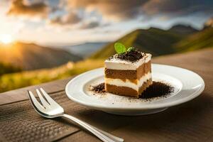 el mejor postre en el mundo es un pedazo de pastel. generado por ai foto