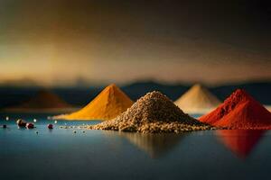 a collection of spices and spices on a table. AI-Generated photo