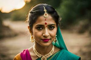 a beautiful indian woman in traditional attire. AI-Generated photo