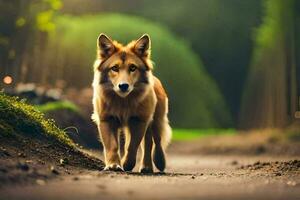 photo wallpaper the forest, animal, dog, wolf, wolf, wolf, wolf, wolf,. AI-Generated