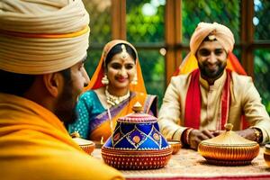 indio Boda en Delhi. generado por ai foto