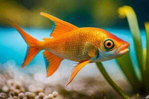 an orange fish swimming in the water. AI-Generated photo