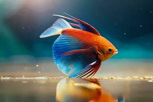 a fish with bright red and blue colors. AI-Generated photo