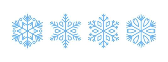 Snowflakes set. Light blue snowflakes. Snowflake different icons. Vector scalable graphics