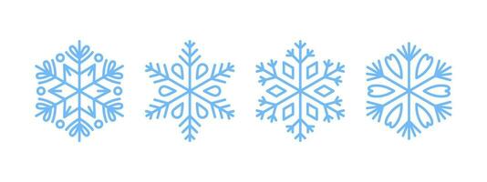 Snowflakes set. Light blue snowflakes. Snowflake different icons. Vector scalable graphics